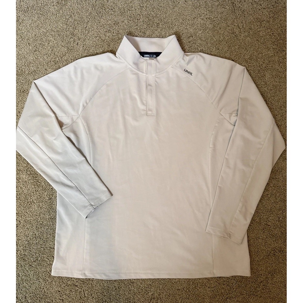UNRL Jacket Mens 2XL XXL Beige Golf 1/4 Quarter Zip Pullover Stretch Performance